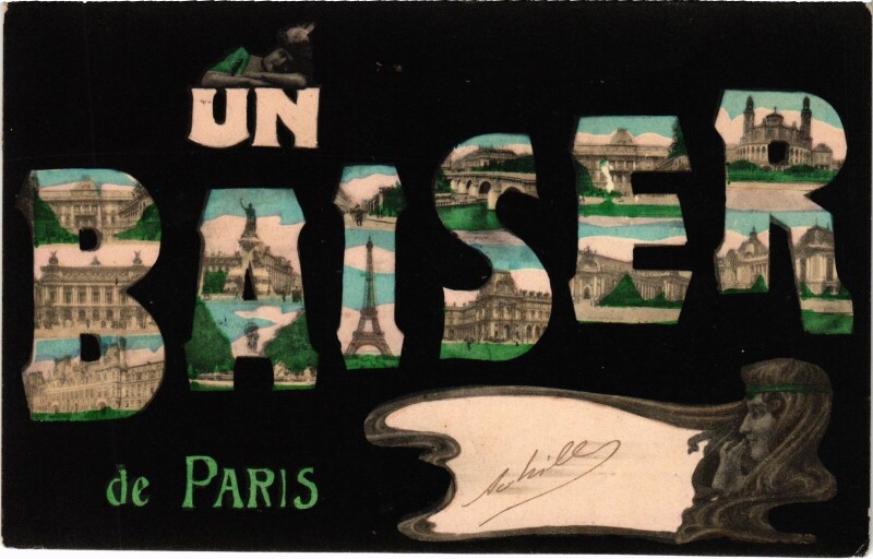Carte postale ancienne Un Baiser de Paris