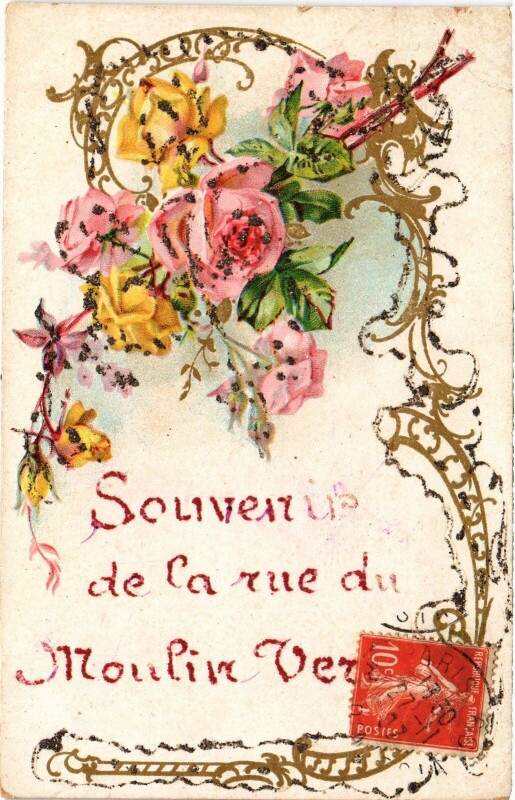 Carte postale ancienne Souvenirs de la rue du Moulin Vert à Paris 14e