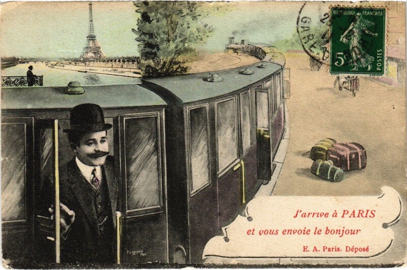 Carte postale ancienne J'Arrive a Paris
