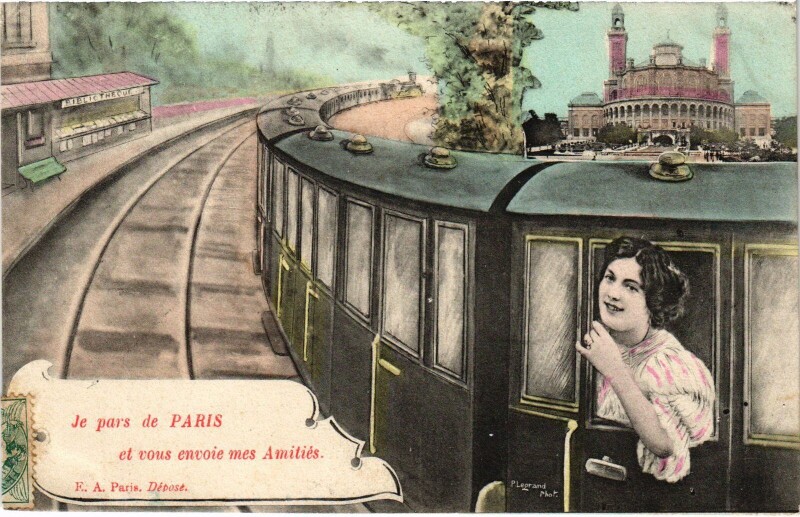 Carte postale ancienne Je pars de Paris