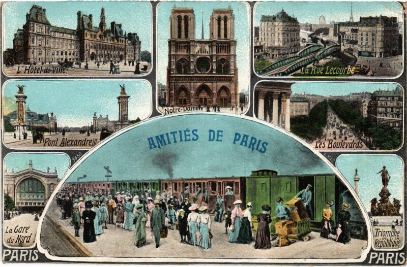 Carte postale ancienne Amities de Paris