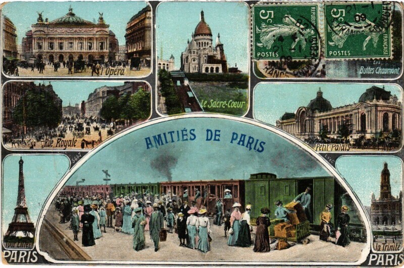 Carte postale ancienne Amities de Paris