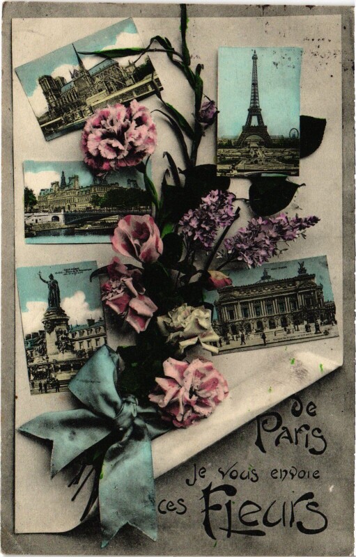 Carte postale ancienne De Paris Je vous envoie ces Fleurs