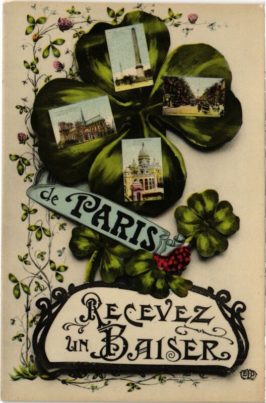 Carte postale ancienne De Paris Recevez un Baiser