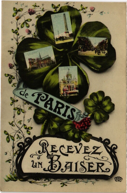 Carte postale ancienne De Paris Recevez un Baiser