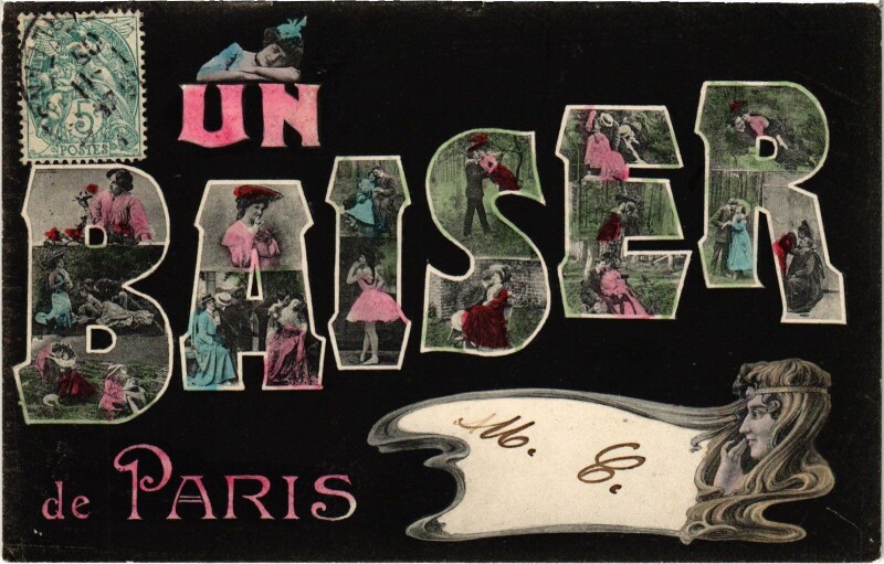 Carte postale ancienne Un Baiser de Paris