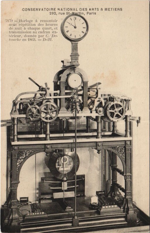 Carte postale ancienne Paris 3e Cnam Horloge a remontoir à Paris 3e