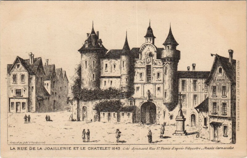 Carte postale ancienne Paris 3e Rue de la Joaillerie et le Chatelet à Paris 3e