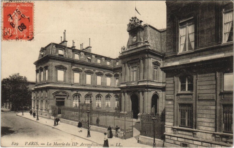 Carte postale ancienne Paris 3e le Mairie à Paris 3e