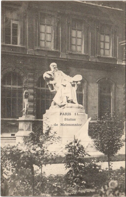 Carte postale ancienne Paris 1e Statue de Messionner à Paris 1er