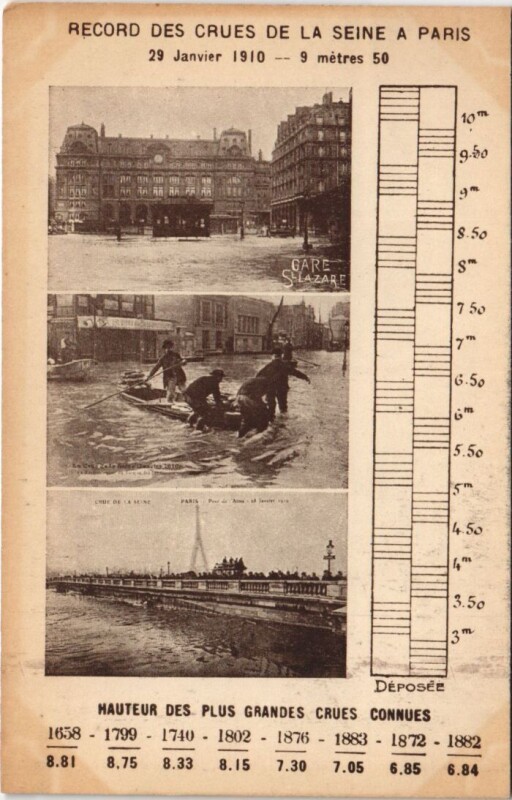 Carte postale ancienne Inondations 1910 Paris Record des Crues