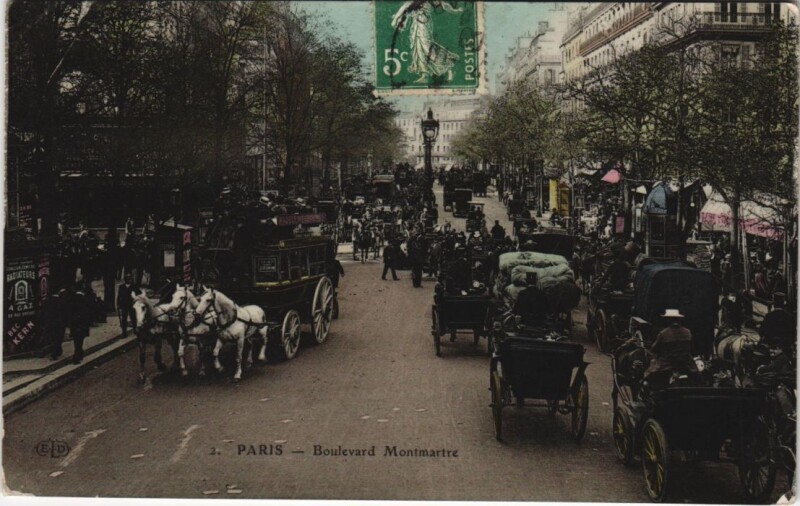 Carte postale ancienne Paris 2e Boulevard montmartre à Paris 2e