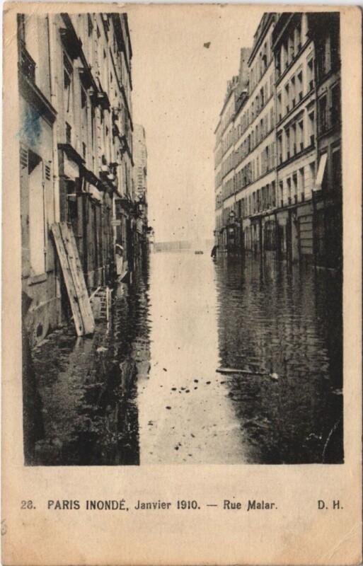 Carte postale ancienne Inondations 1910 Paris Rue Malar