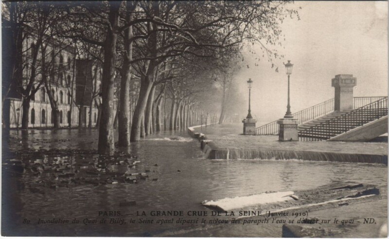Carte postale ancienne Inondations 1910 Paris Quai de Billy