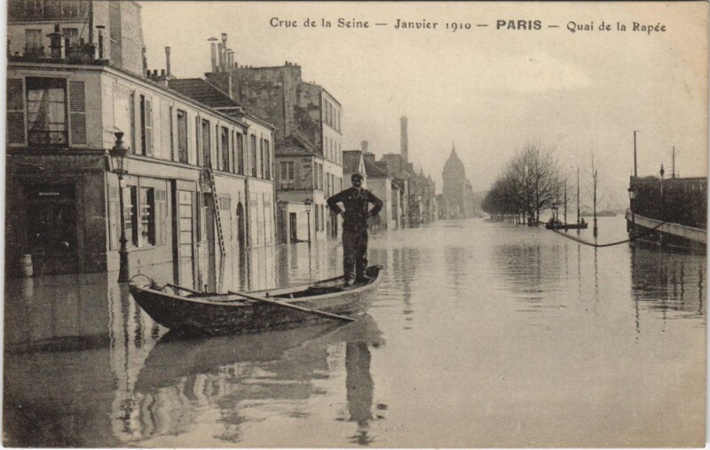 Carte postale ancienne Inondations 1910 Paris Quai de la Rapee