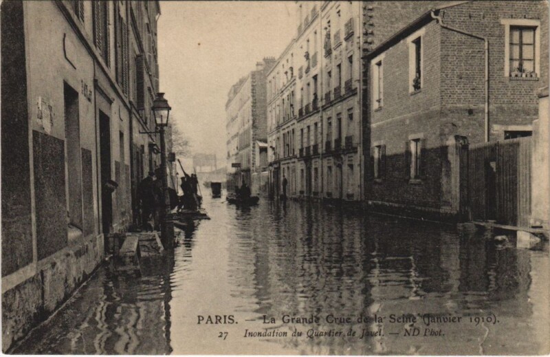 Carte postale ancienne Inondations 1910 Paris Quartier de Javel