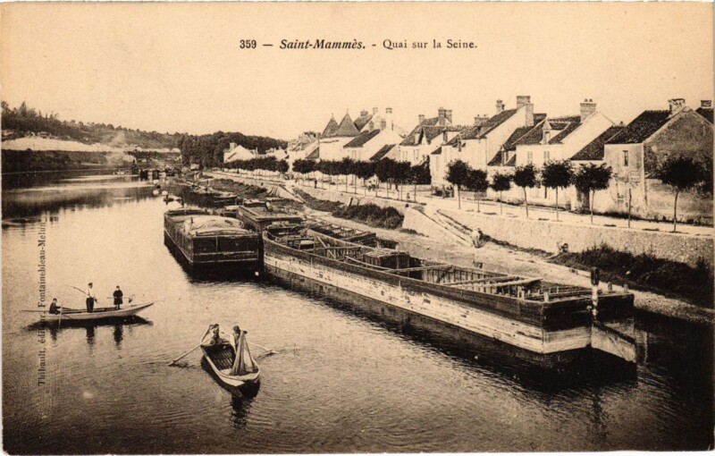 Carte postale ancienne Saint-Mammes Quai sur la Seine