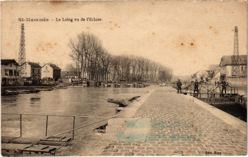 Carte postale ancienne Saint-Mammes Le Loing vu de l'Ecluse