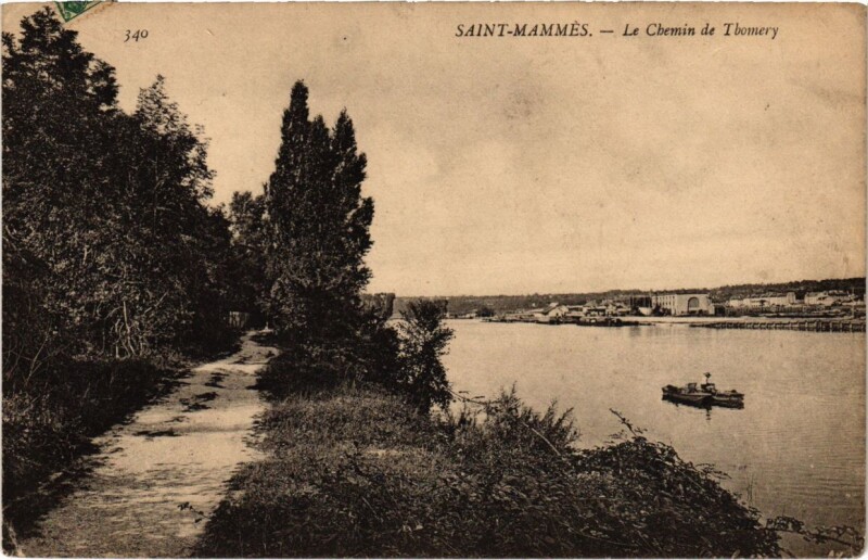 Carte postale ancienne Saint-Mammes Chemin de Thomery à Thomery