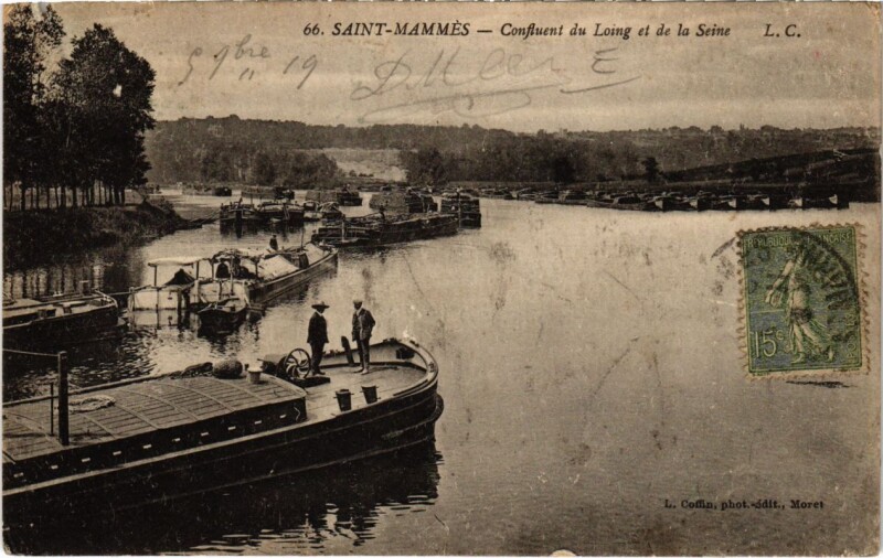 Carte postale ancienne Saint-Mammes Confluent du Loing et de la Seine