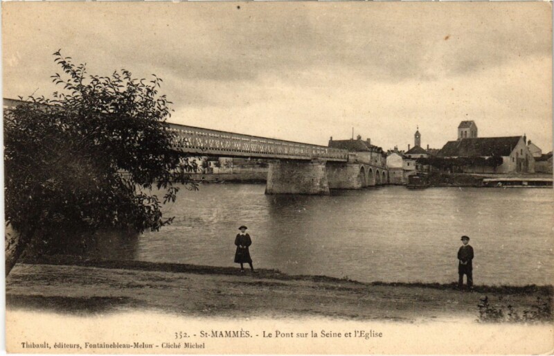 Carte postale ancienne Saint-Mammes Le Pont et Eglise