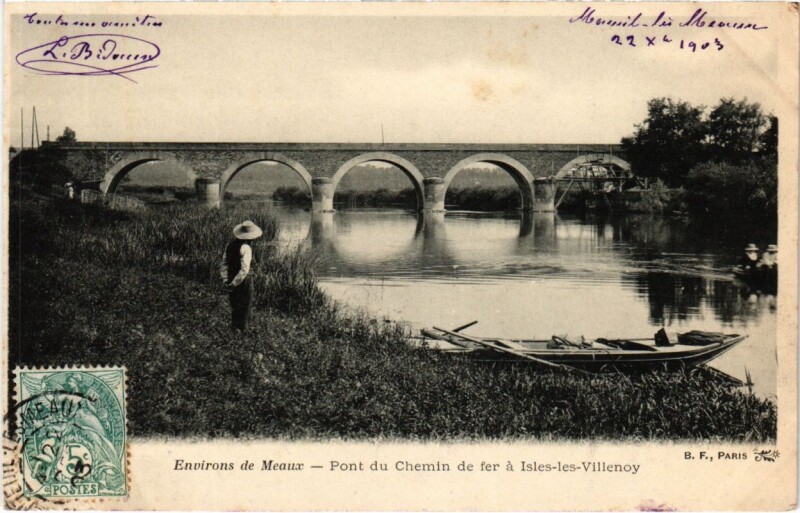 Carte postale ancienne Isles-les-Villenoy - Pont du Chemin de Fer a Isles-les-Villenoy à Isles-lès-Villenoy