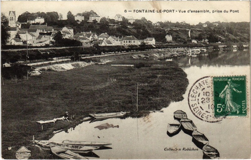 Carte postale ancienne Fontaine-le-Port - Vue d'Ensemble - Prise du Pont à Fontaine-le-Port