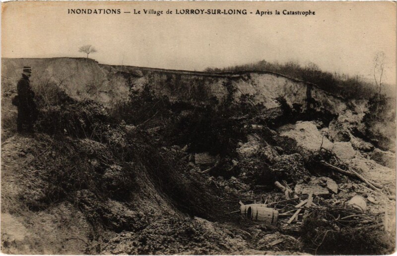 Carte postale ancienne Lorroy-sur-Loing - Inondations - Apres la Catastrophe