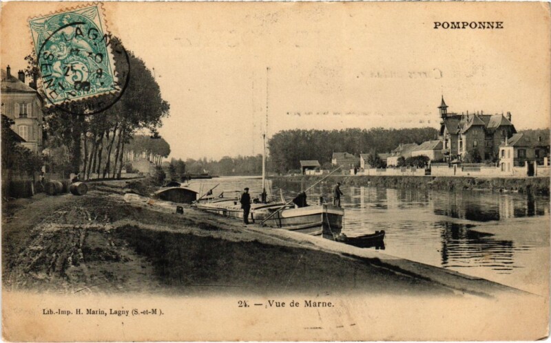 Carte postale ancienne Pomponne - Vue de Marne à Pomponne