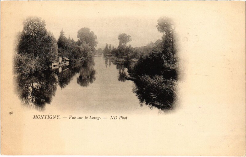 Carte postale ancienne Montigny - Vue sur le Loing