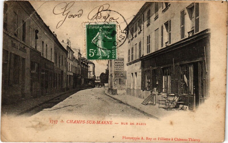 Carte postale ancienne Champs-sur-Marne - Rue de Paris à Champs-sur-Marne