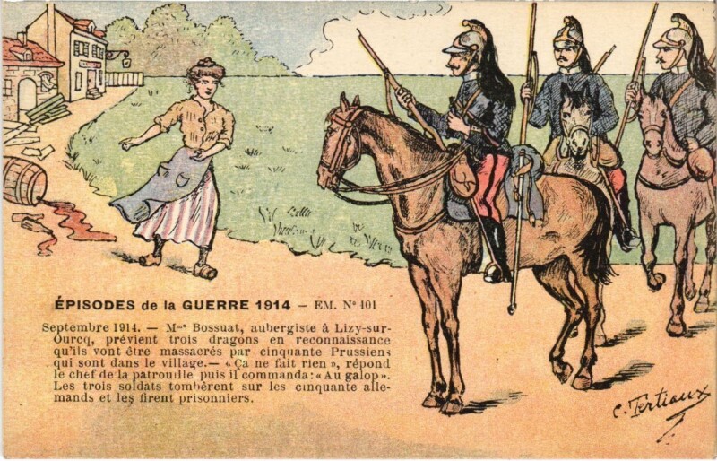 Carte postale ancienne Lizy-sur-Ourcq - Episodes de la Guerre 1914 - Mme Bossuat à Lizy-sur-Ourcq
