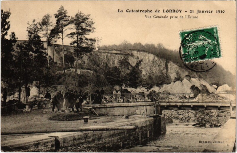 Carte postale ancienne Lorroy - Catastrope - 1910 - Vue Generale prise de l'Ecluse