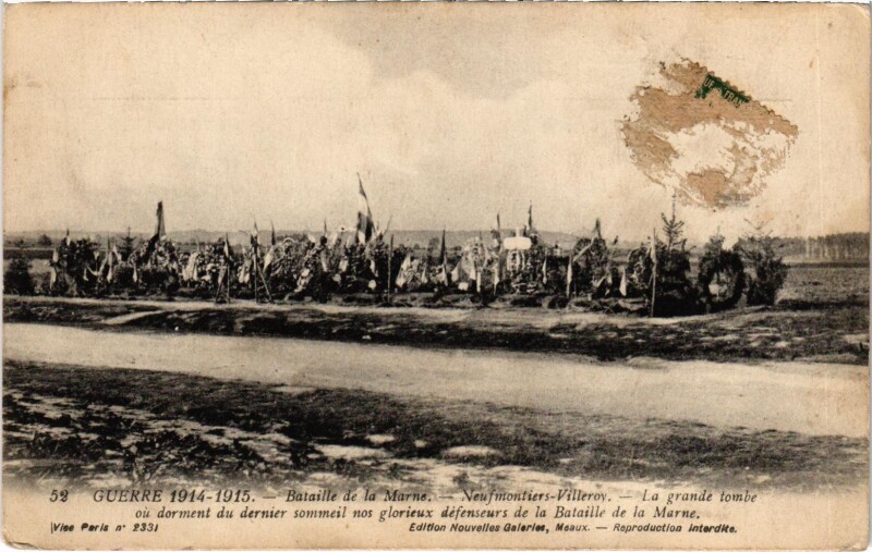 Carte postale ancienne Militaire - Neufmontiers-Villeroy - La grande tombe ou à Villeroy