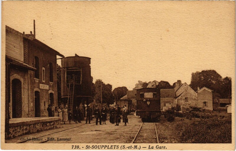 Carte postale ancienne Saint-Soupplets La Gare Tram Vapeur à Saint-Soupplets
