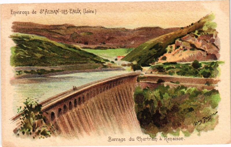 Carte postale ancienne Environs de Saint-Alban-les-Eaux-Barrage du Chartrain a Renaison à Renaison
