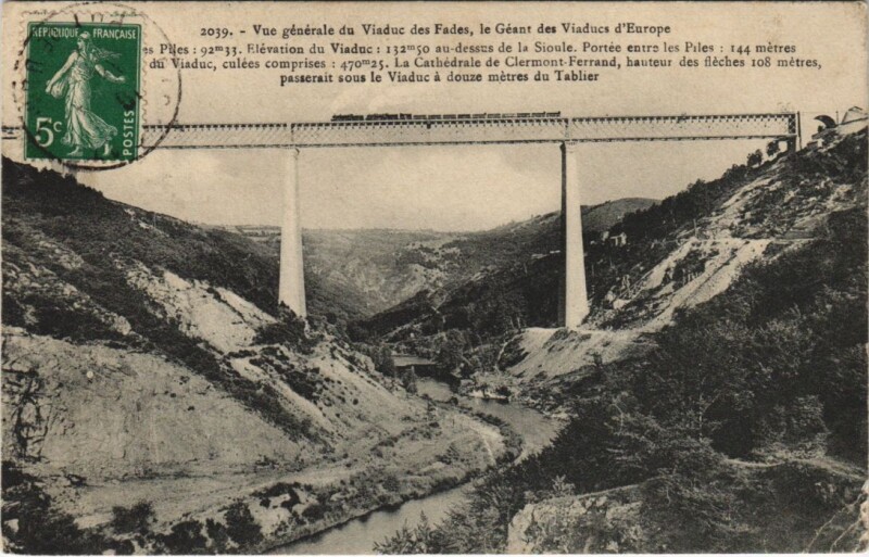 Carte postale ancienne Vue Generale du Viaduc des Fades