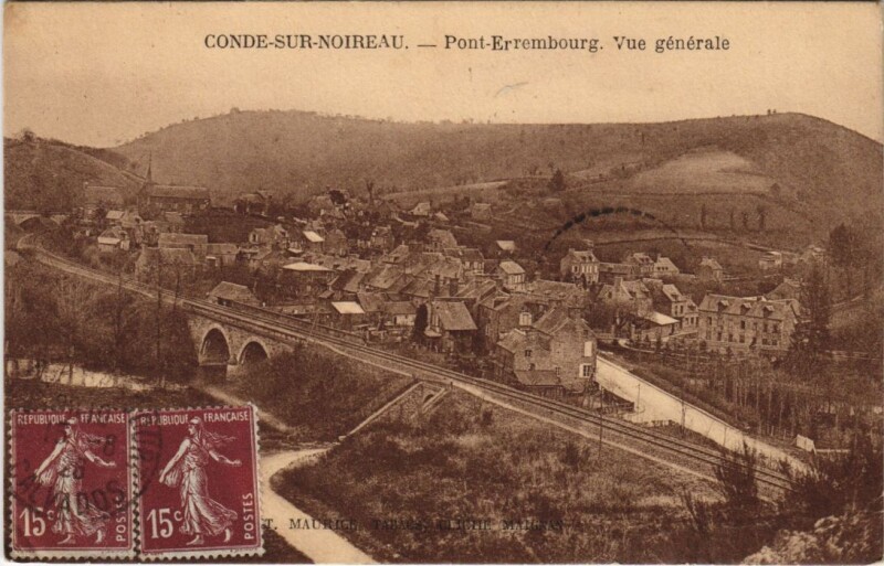 Carte postale ancienne Conde-sur-Noireau Pont-Errembourg - Vue Generale