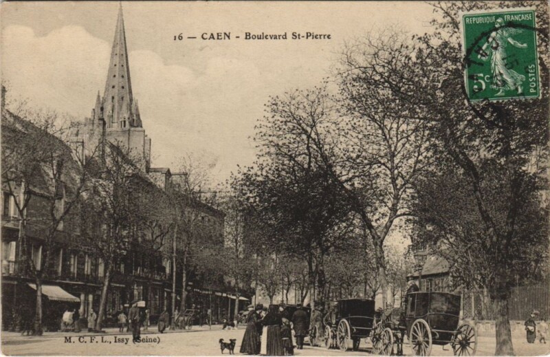 Carte postale ancienne Caen Boulevard Saint-Pierre