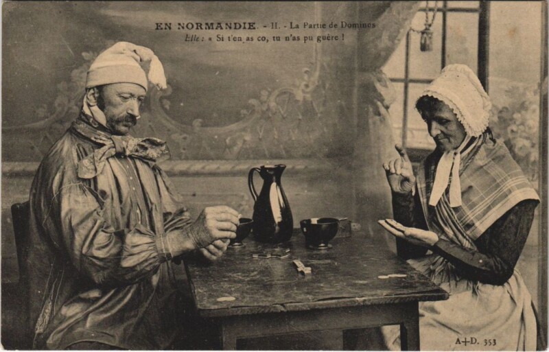 Carte postale ancienne La Partie de Dominos