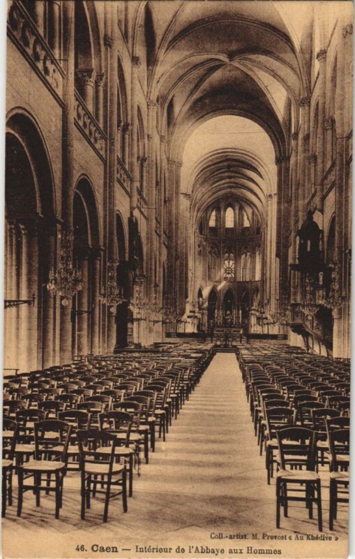 Carte postale ancienne Caen Interieur de l'Abbaye aux Hommes