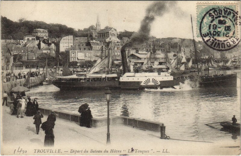 Carte postale ancienne Trouville Depart du Bateau du Havre Le Touques à Touques