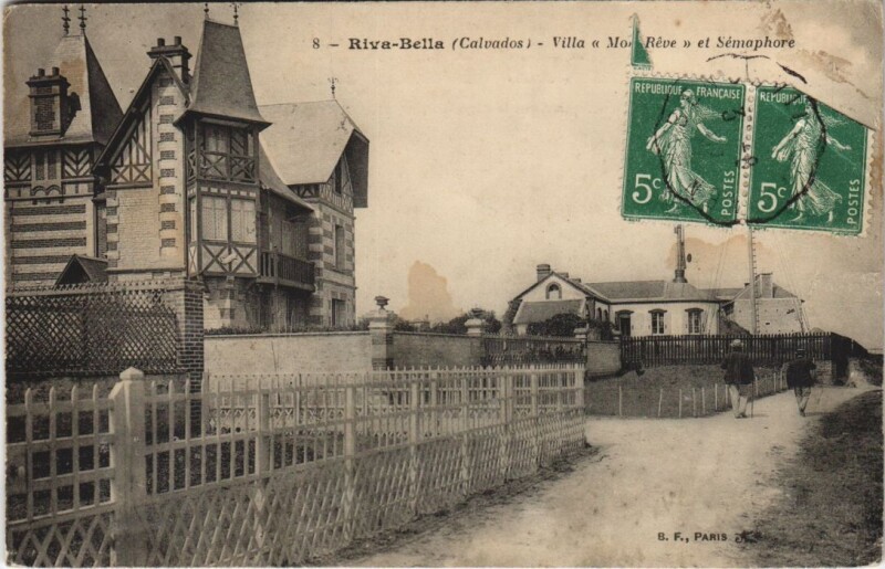 Carte postale ancienne Ouistreham Riva-Bella - Villa - Semaphore à Ouistreham