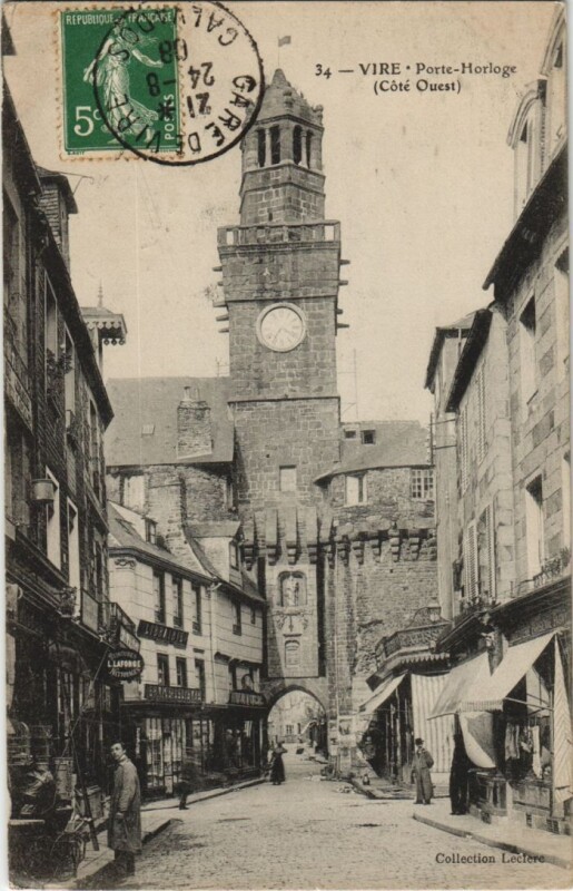 Carte postale ancienne Vire Porte-Horloge