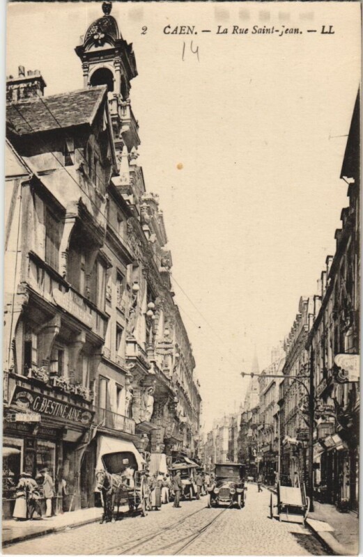 Carte postale ancienne Caen La Rue Saint-Jean