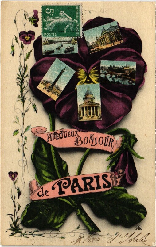 Carte postale ancienne Affectueux Bonjour de Paris