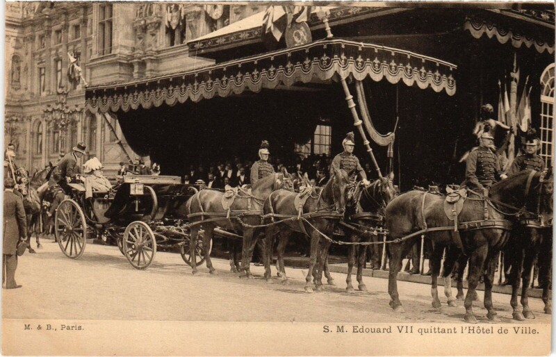 Carte postale ancienne 1903 Edouard Vii a Paris Hotel de Ville British Royalty
