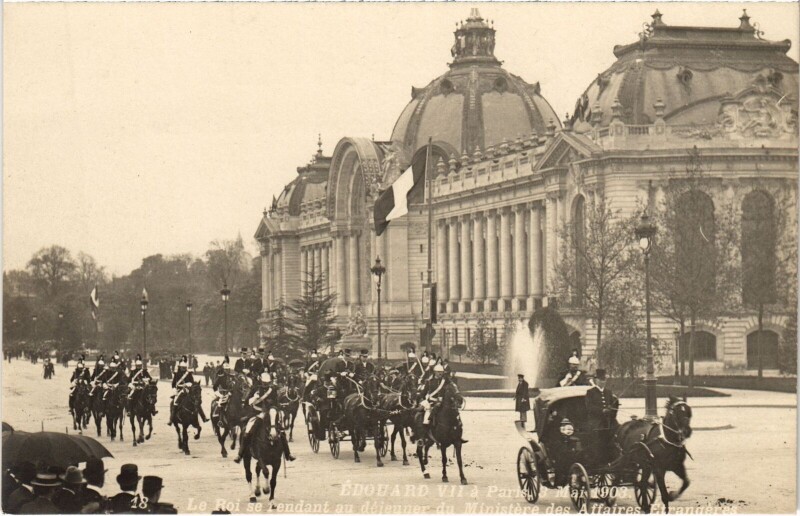 Carte postale ancienne 1903 Edouard Vii a Paris Aux Champs-Elysees British Royalty