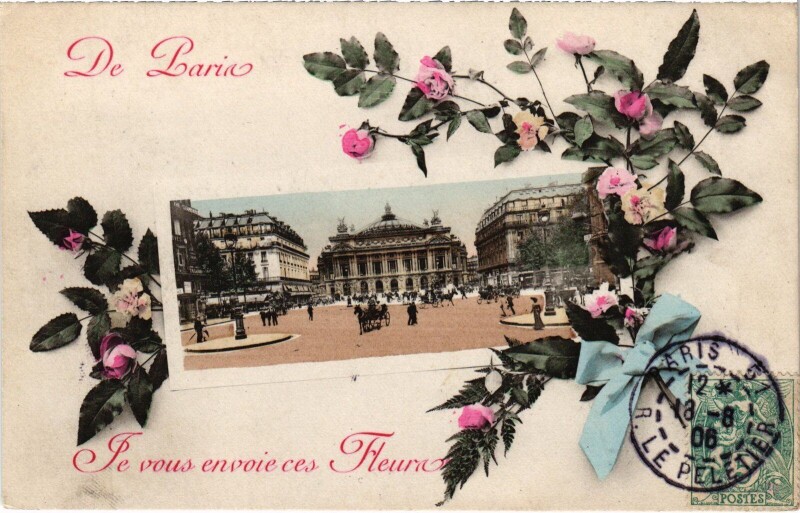 Carte postale ancienne De Paris je vous envoie ces fleurs - Le Trocadéro à Paris 7e