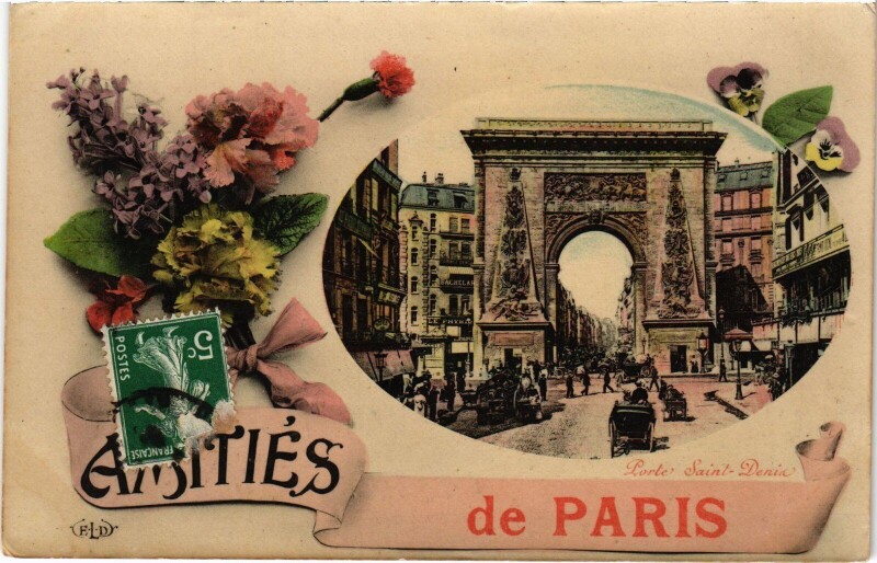 Carte postale ancienne Amities de Paris